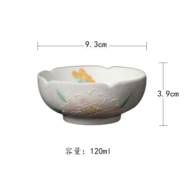 

120ml Hand-painted Peony Teacup Boutique Tea Bowl Beautiful Tea Cup Tea-tasting Fragrance Cup Jianzhan Master Cups For Tea Craft As Your Choose