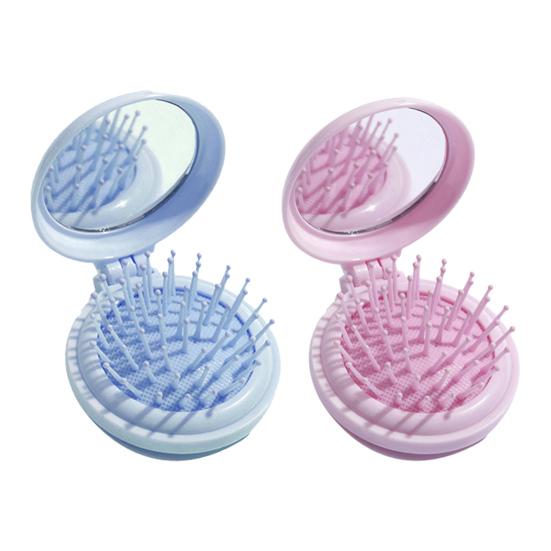 1/2Pcs Mini Air Cushion Brush with Mirror Folding Round Mirror Scalp Massage Brush