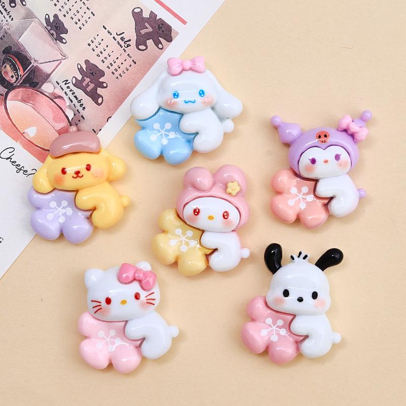 10 Pcs New Mini Floret Cartoon Animal Kitten, Rabbit Series Resin Scrapbook Diy Jewelry Children Gift Hairpin Accessories A13
