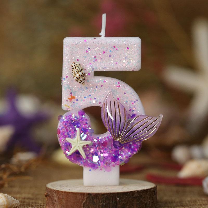 Starfish Mermaid Tail Candle for First Birthday - Handmade Creative Cake Decoration 5