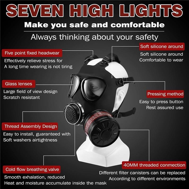 Gas Masks Survival Nuclear and Chemical - Reusable Full Face Respirator Gas Mask with Activated Carbon Filter