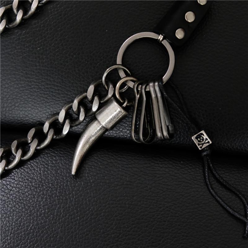 Men's Hip-Hop Multi-Layer Leather Pants Chain