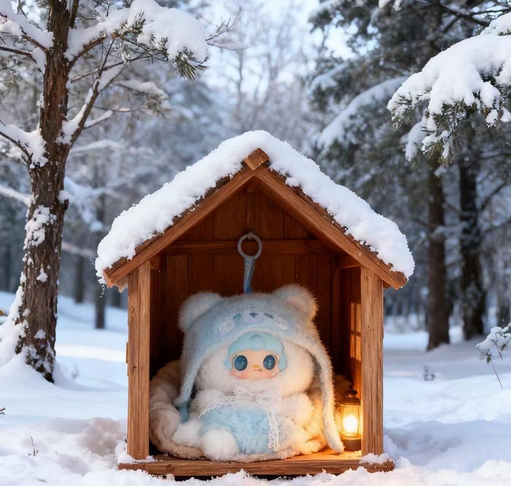 Little Bear Hibernation Plan Plush Mascot  3-type Eye Plate Structure, Gently Move To Change Expression, Fluffy Winter Design, Perfect for