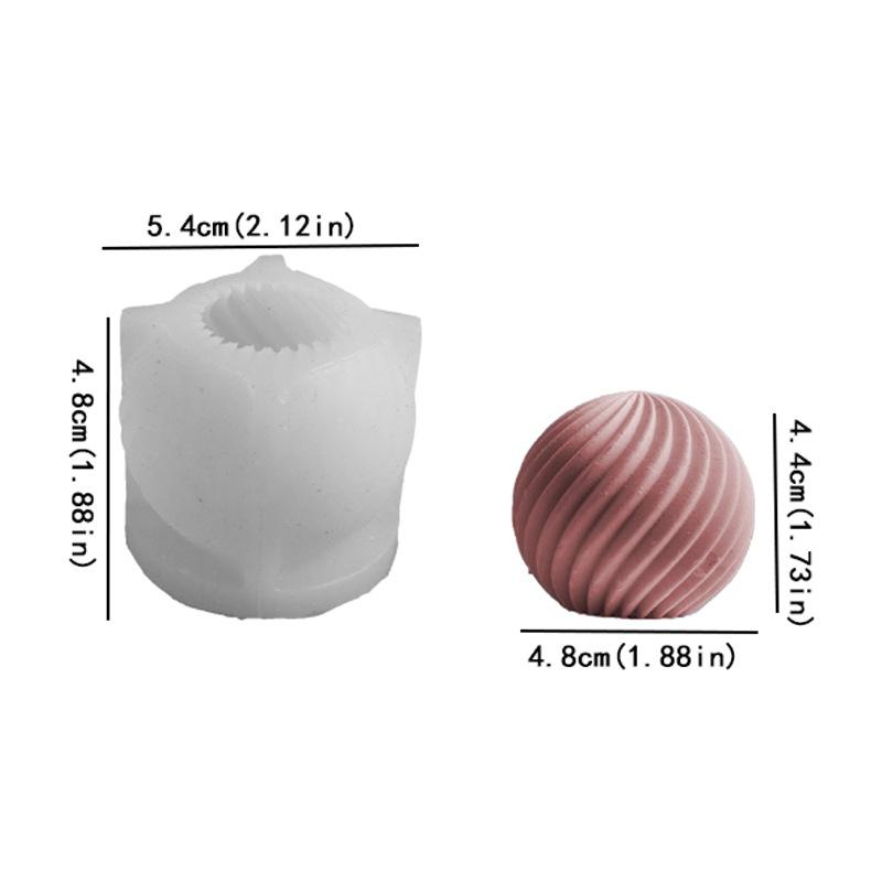 Rotate Ball Silicone Candle Mold DIY Handmade Diagonal Stripes Aromath Soap Plaster Resin Craft Molds Christmas Souvenirs Winter