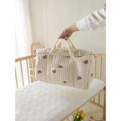 Little Bear Embroidered Handheld Shoulder Bag Cute Cartoon Large Capacity Mother Baby Parent Child Single Shoulder Bag Mommy Bag
