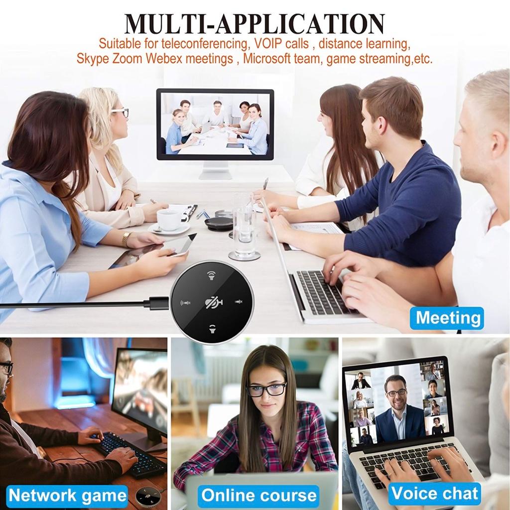 3W USB Portable Desktop Conference Speaker Microphone Built-in Speaker 360 ° VLOG Living Omnidirectional PC Computer