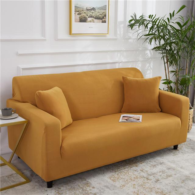 Plain Solid Color Sofa Cover Elastic Decor Couch Covers For Living Room Anti -Dirty Stretch Slipcovers L Shape Sofa Need Buy 2pcs