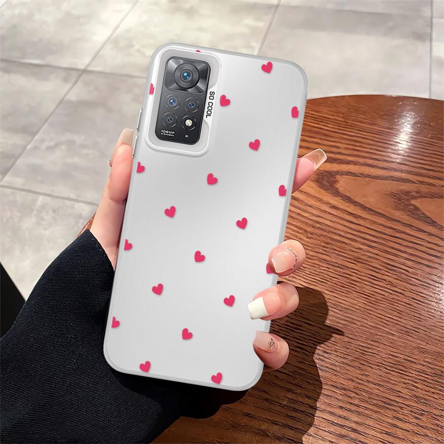 Soft Cover Phone Case for Xiaomi Redmi Note 10s 11s 12 13 14 Pro Plus 10 11 Pro Black Love Heart