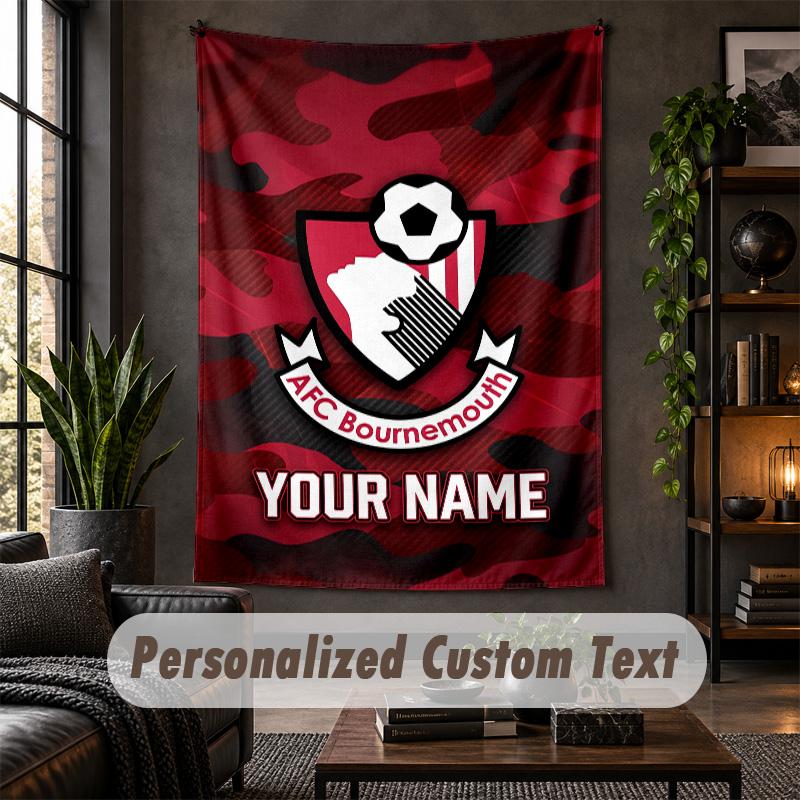 Wall Tapestry Bournemouth Football Print Custom Name Text Wall Hanging Home Decor