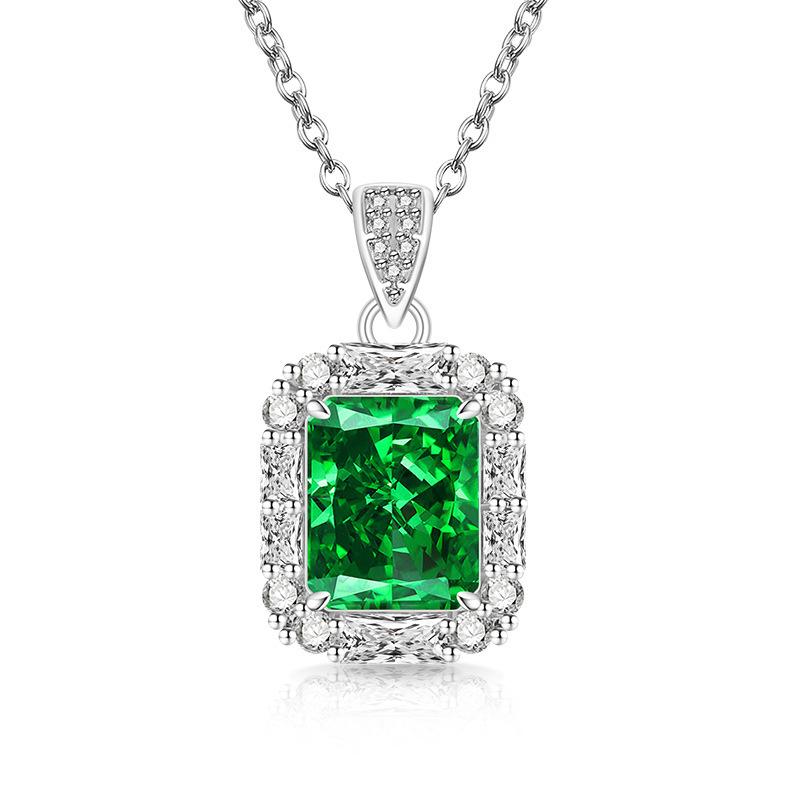 2026 Colored Treasure Ice Flower Cut High Carbon Diamond Necklace Fashionable Luxury Electroplated Real Gold Pendant