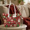 Christmas Printed Tote Bag Casual Portable Handbag for Holiday Shopping Daily Use