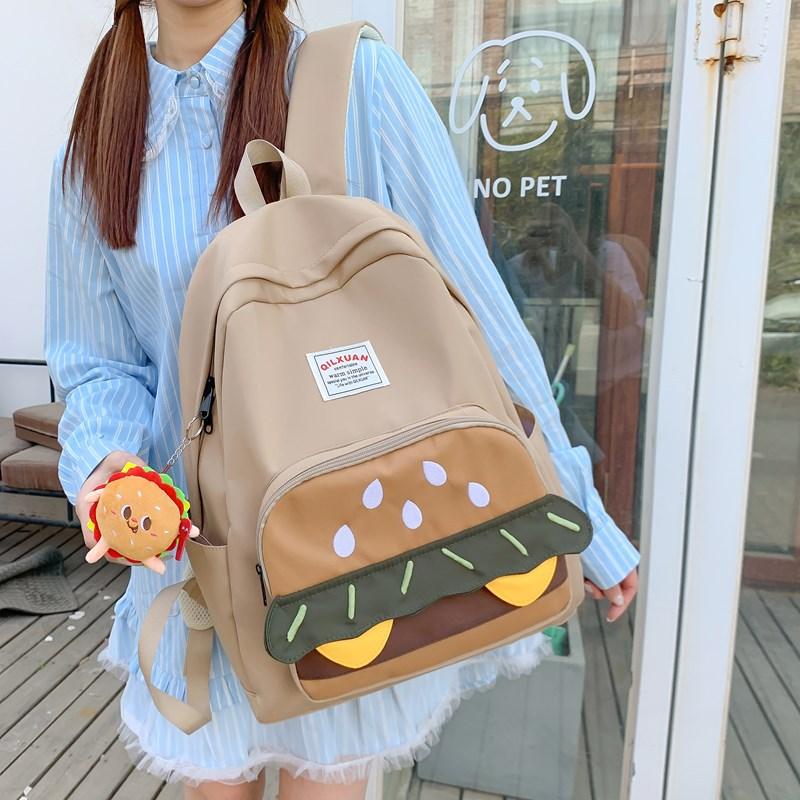 Schultasche Rucksack Mädchen Internet-Berühmtheit Mode Neu Niedlich Cartoon Student Kleiner Rucksack Süßer Stil Campus Burger Kleine Schultasche