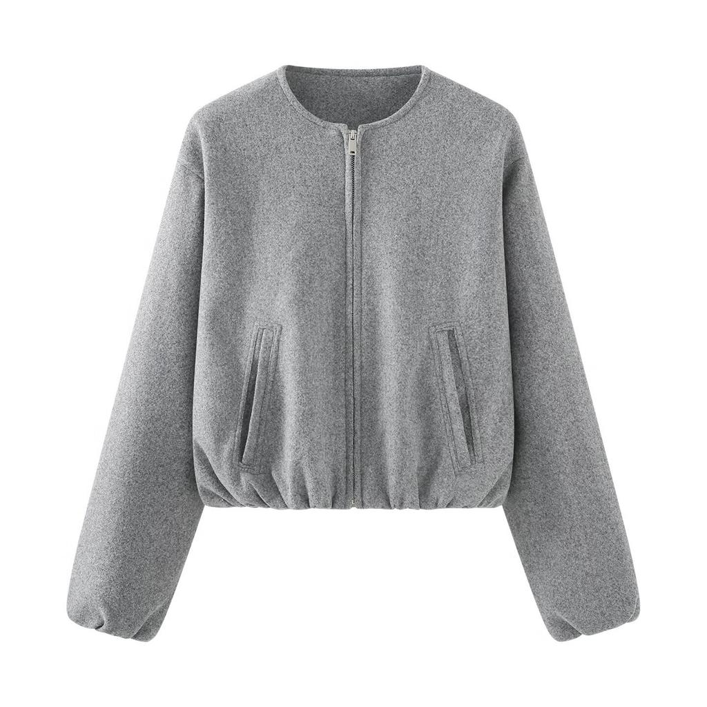 European and American style, new women's clothing, fashionable, casual, round neck soft flight jacket