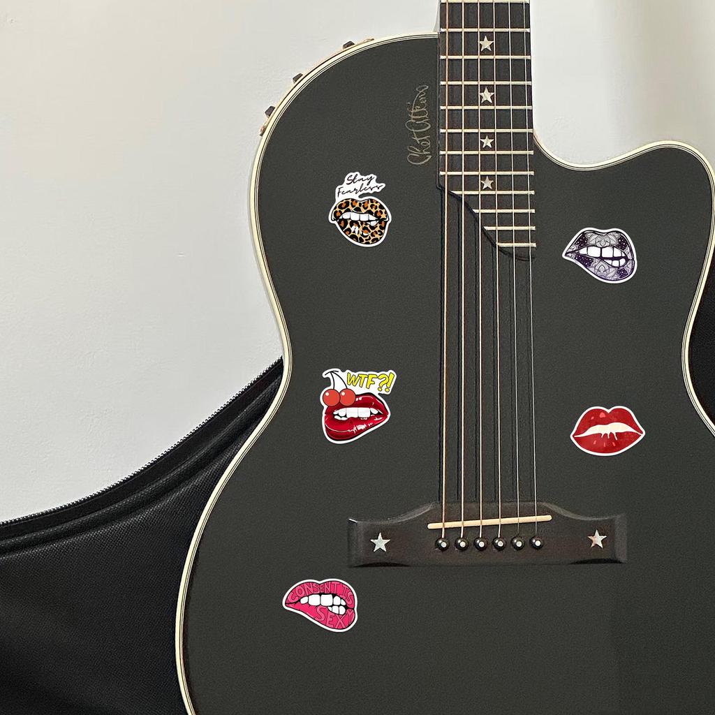 50 PVC Red Lips Cartoon Graffiti Stickers for DIY Stationery & Suitcase Decoration