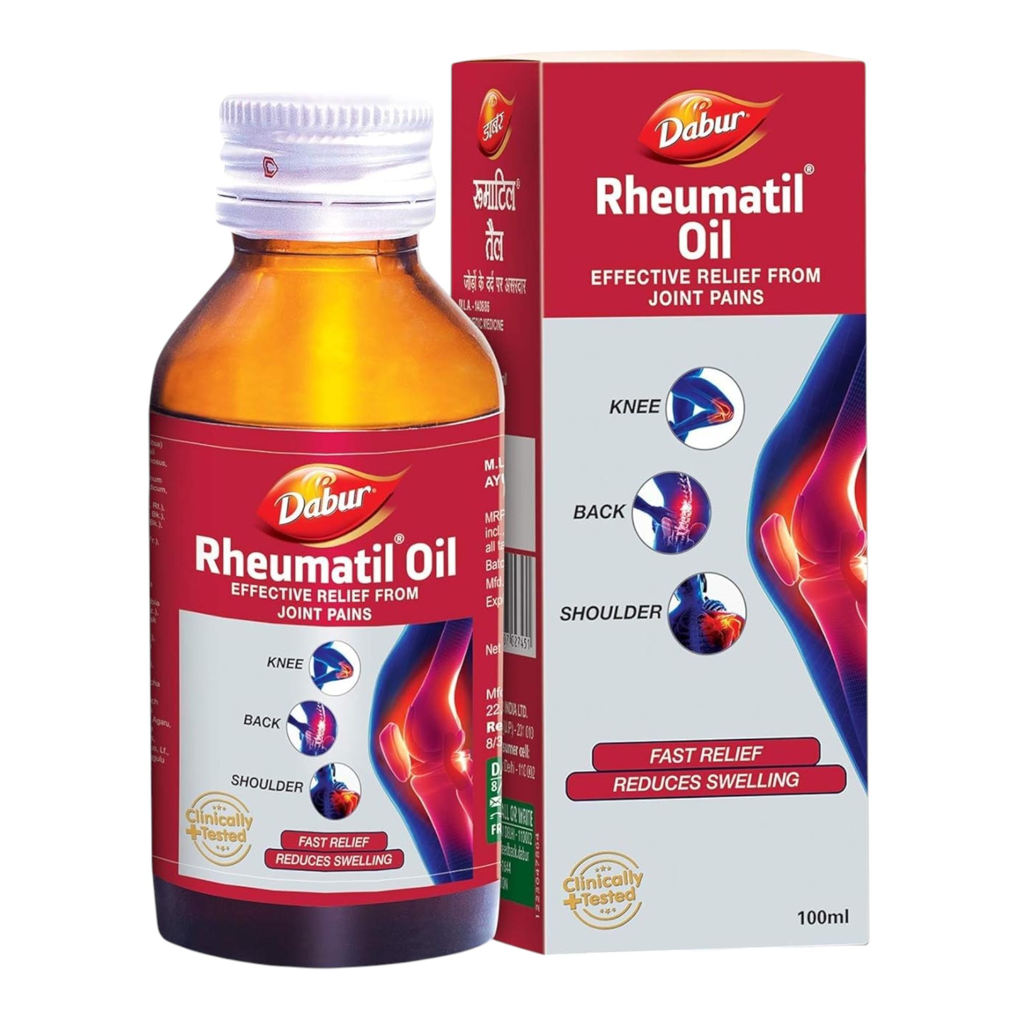 

Dabur Rheumatil Oil 100Ml | Ayurvedic Pain Relief Oil For Joints, Back, Knee & Shoulder | Reduces Stiffness & Improves Mobility