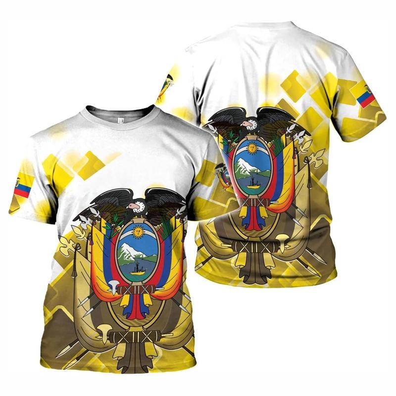 Maglietta Bandiera Ecuador da Uomo Nome Personalizzato Girocollo Moda Oversize Manica Corta Harajuku Top Sportivi T-shirt