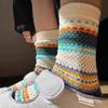 Retro Ethnic Style Thick Line Kaji Street Style Couple Medium Tube Stacking Socks Female Xiaohongshu Same Style