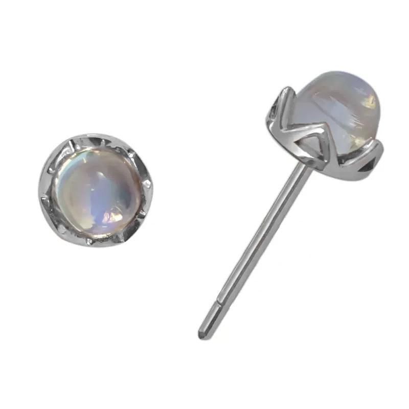 

Легкие роскошные серьги с лунным камнем, круглые серьги с темпераментным дизайном, женские белого золота