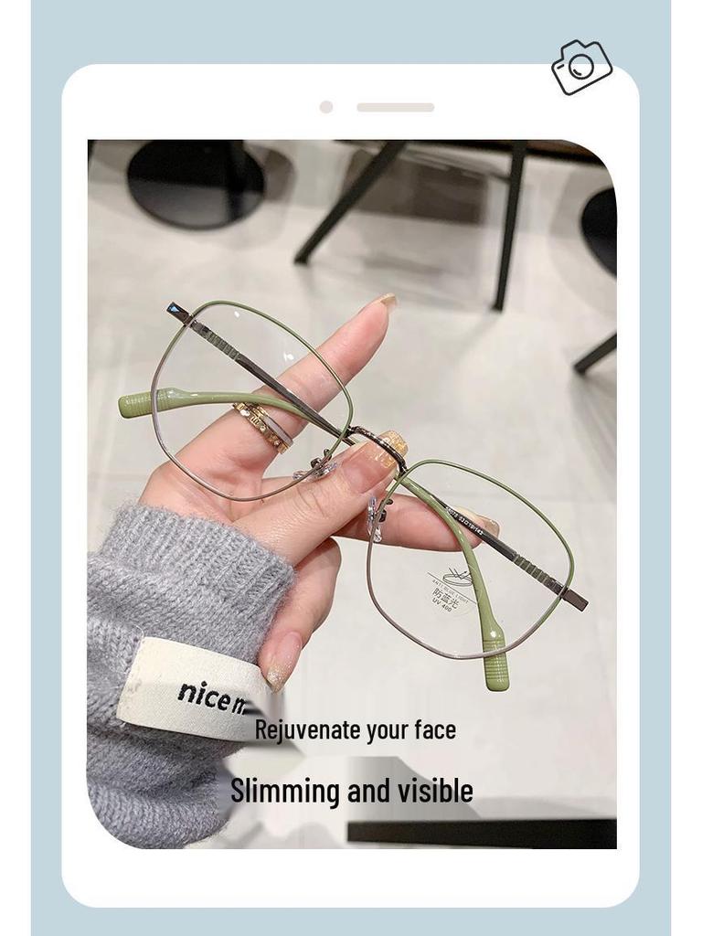 Men's Flat Light Polygon Eyeglass Frame, Enhances Facial Appearance, Women's Glasses with Myopia and Blue Light Protection.