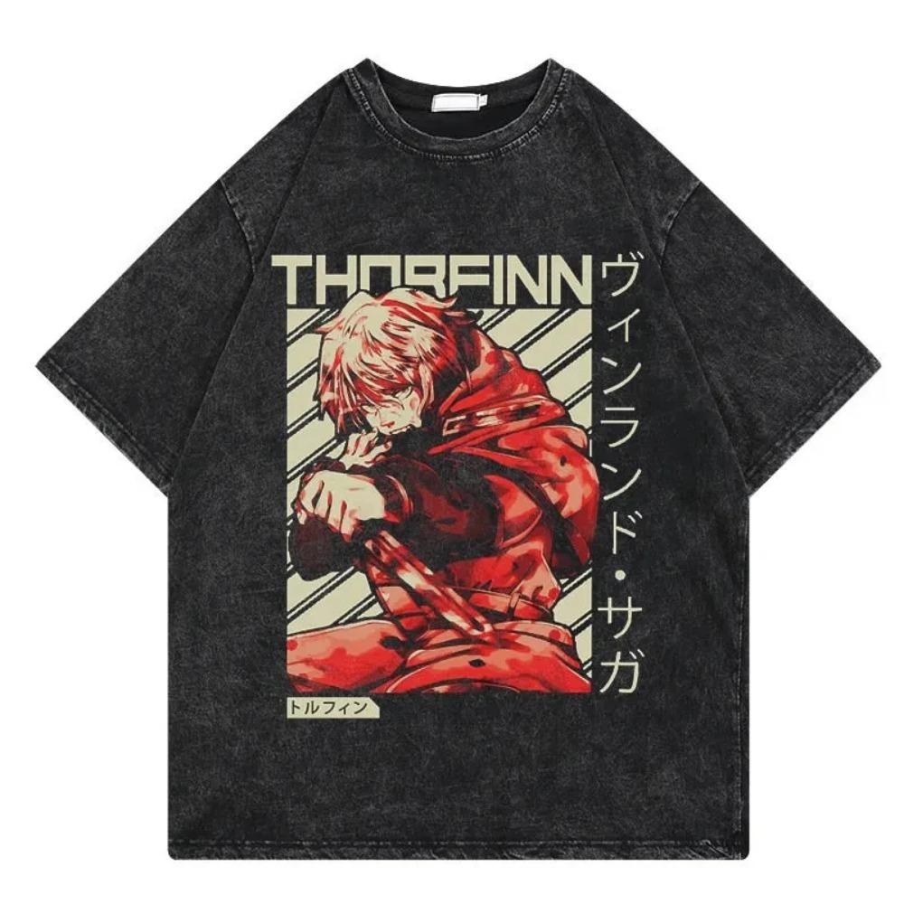 Historical Themes Anime Vinland Saga Manga Graphic Print T-shirt New Harajuku Streetwear Y2K Fashion Men Women Washed Cotton