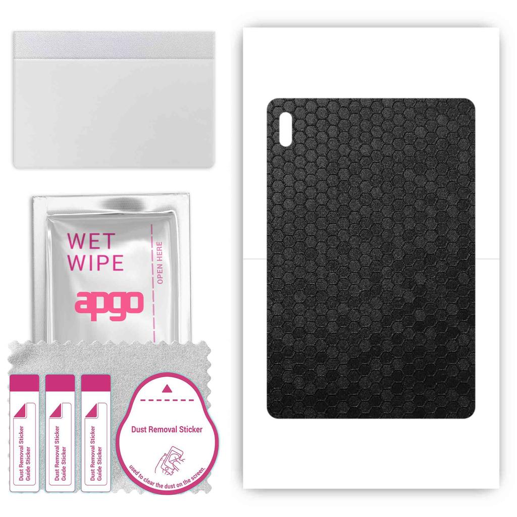 apgo skin sticker film foil vinyl for the BACK compatible with Samsung Galaxy Tab S8 Ultra WiFi, scratch-resistant, easy to install - Black Honeycomb