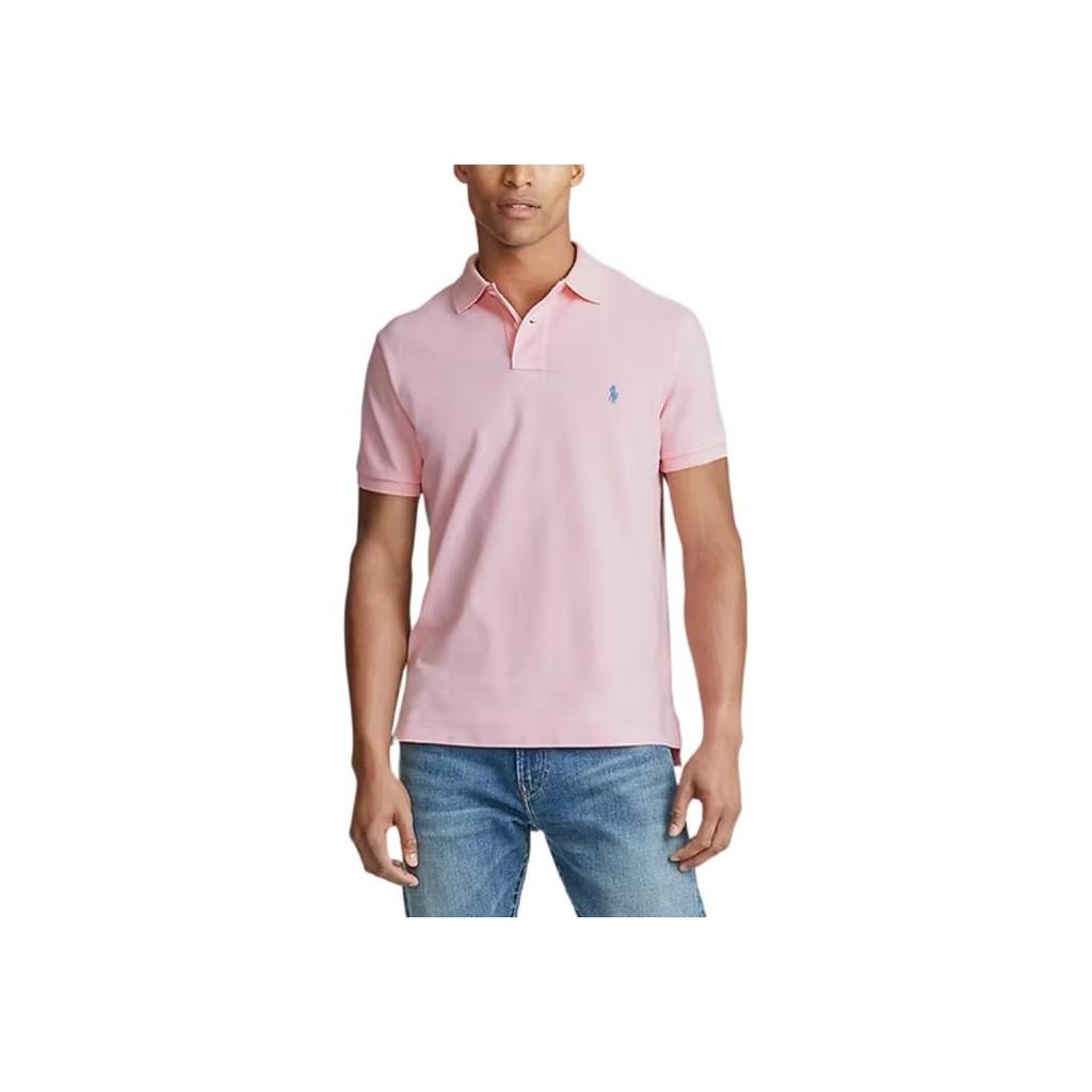 חולצת פולו רגילה עם לוגו slim fit לגברים ורוד MNPOKNI1N820336-650