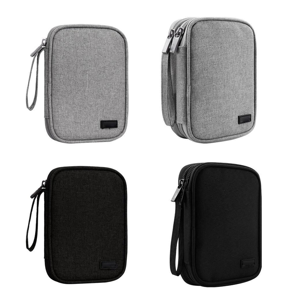 Portable Hard Disk Storage Bag Single/Double Layer Hard Drive Organizer Case Protective Sleeve for Phone Power Bank