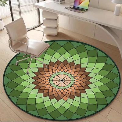 1pc Stained Glass Mandala Office Round Area Rug, Indoor Mat Suitable ForOffice, Under Office Chairs Bedroom Living Room Home Decor, D145
