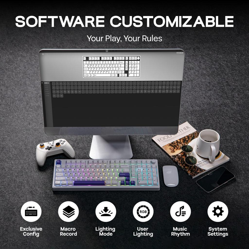 EPOMAKER Wireless Mechanical Keyboard for Galaxy 100 CNC Aluminum Gaming Keyboard with Numeric Bluetooth Hot Creamy Gasket Technical Standards