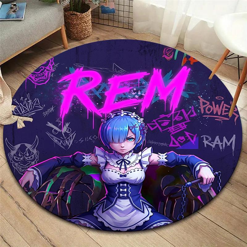 Re Zero Round Area Rug Carpet Rug For Living Room Bedroom Sofa Playroom Decor Nonslip Floor Mat