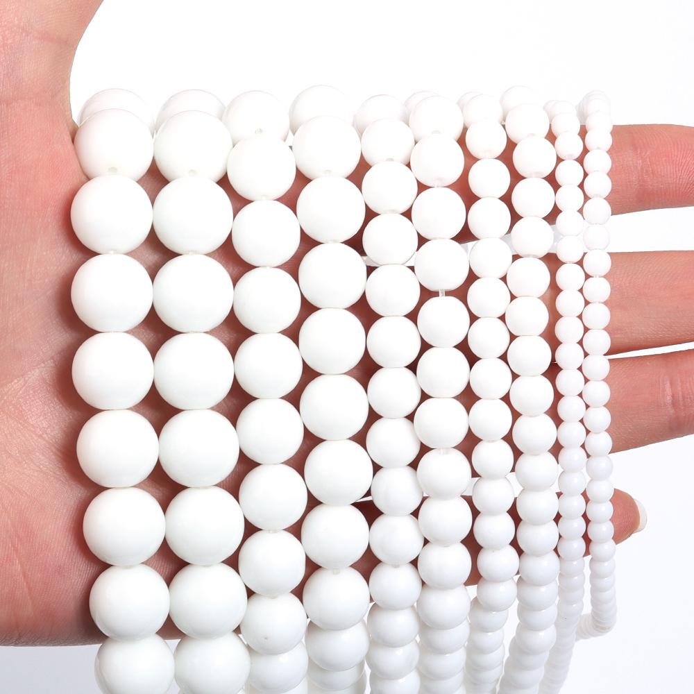 4/6/8/10/12mm Solid White Glass Beads Round Loose Spacer Beads For DIY Jewelry Making Handmade Bracelets Necklace Accessories