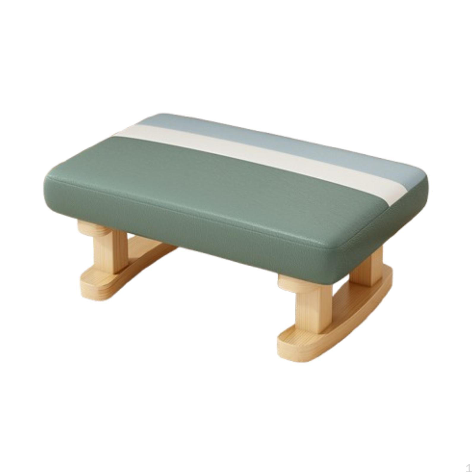 

Foot Rest with Wooden Legs Padded Footstool Bench Rectangle Short Step Stool Small Low Ottoman for зелёный