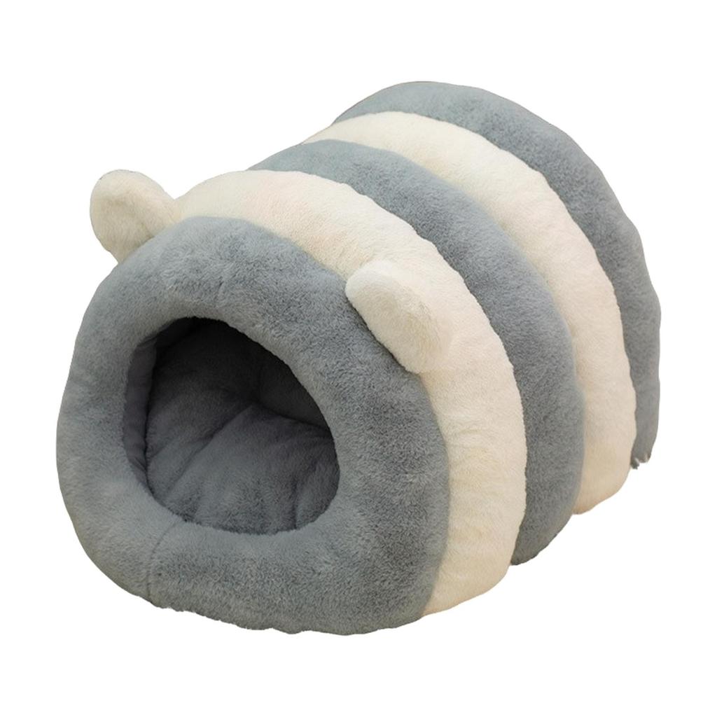 Hare-Fleece Cave Pet Cozy Bed Striped Thick for Bunnies