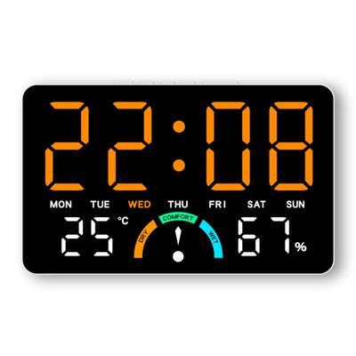 Wall-mounted Electronic Wall Clock Multi-functional Date Digital LED Clocks 12/24H Temperature Display Table Clock for Bedroom
