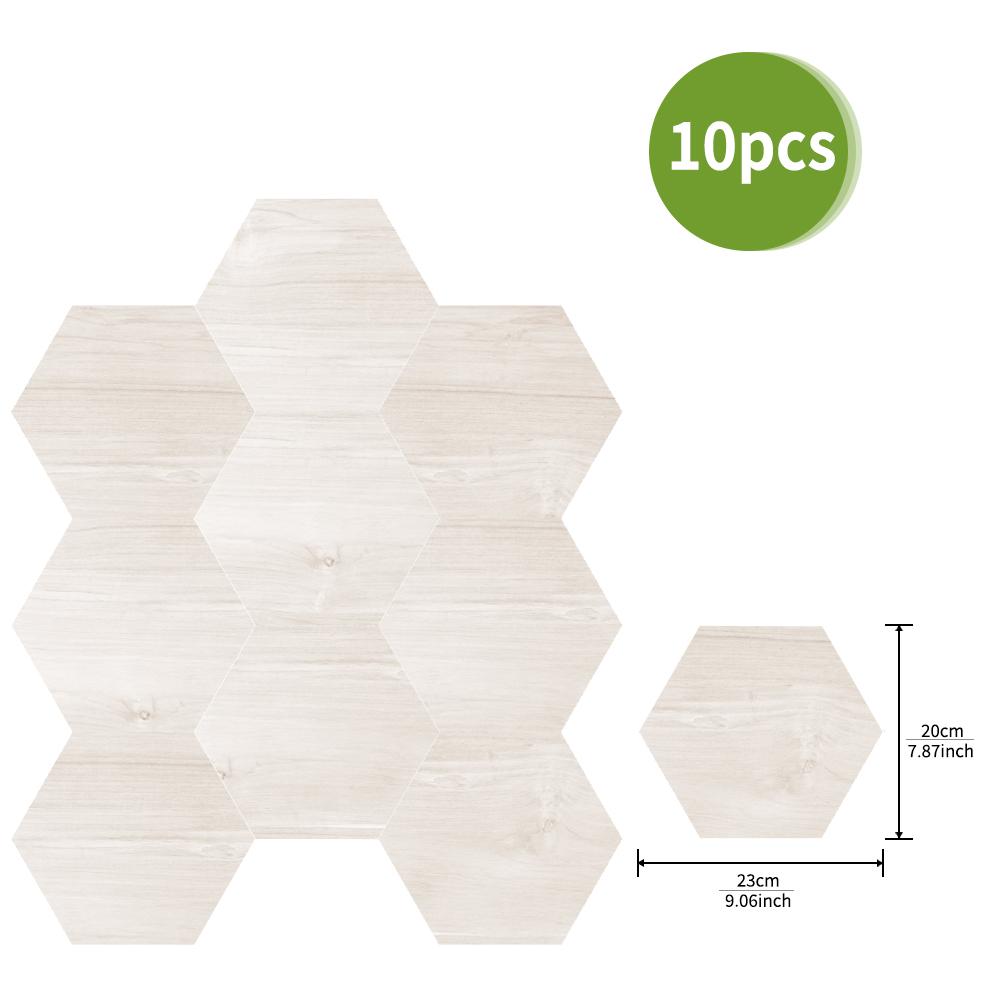 

5/10 шт. шестигранные белые деревянные текстуры для пола ПВХ пенопластовые наклейки самоклеящиеся противоскользящие матовые напольные наклейки 10PCS