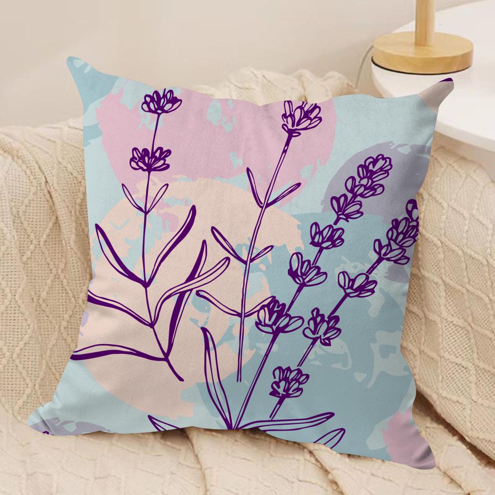 Lavender  Flowers Cushion Cover Soft Plush Throw Pillow Cover  DoubleSided Printed Cushion Case  Cozy Sofa  Home Decor