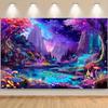 One Piece of Fantasy Forest Polyester Background Fabric - Moon, Butterfly and Starry Sky, Suitable for Living Room Decoration