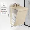 Foldable Cotton Linen Laundry Hamper: Wall-Mounted Multifunctional Organizer for Bathroom, Dorm, and Household Use.