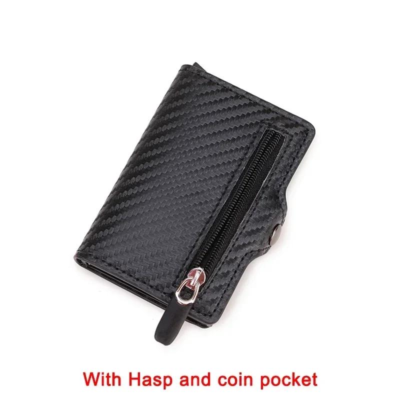 Rfid Carbon Fiber Credit Card Holder Men Wallets Slim Thin Mini Leather Metal Wallet Purse Black Wallet for Men Wallet for Men