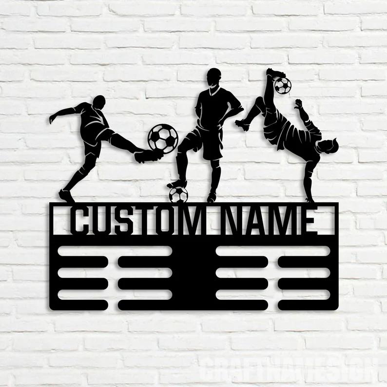 1 pc nice football medal hook cool creative Personalized Text Hooks Metal Wall Signs