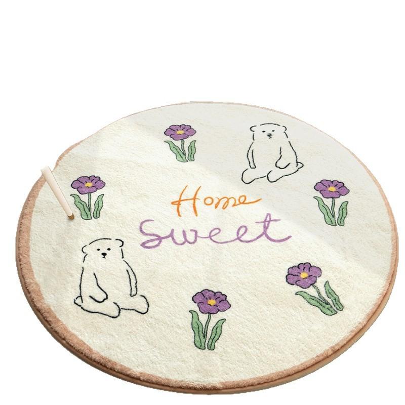 Round Faux Cashmere Area Rug Bedroom Kids Play Mat Creamy Soft Thick Plush Floor Washable