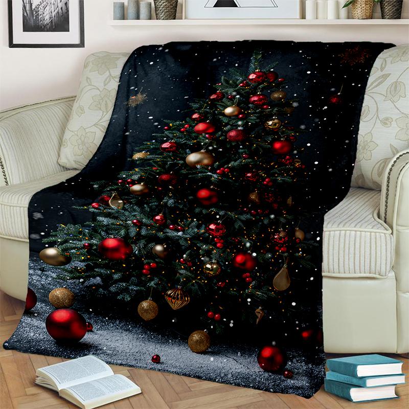 Cartoon Merry Christmas Santa Claus Christmas Tree Festival Gift Blanket,Soft Throw Blanket for Home Bedroom Bed Sofa Cover Kid