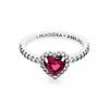 Pandora 198421c02 Timeless Sparkling Red Elevated Heart Silver Ring