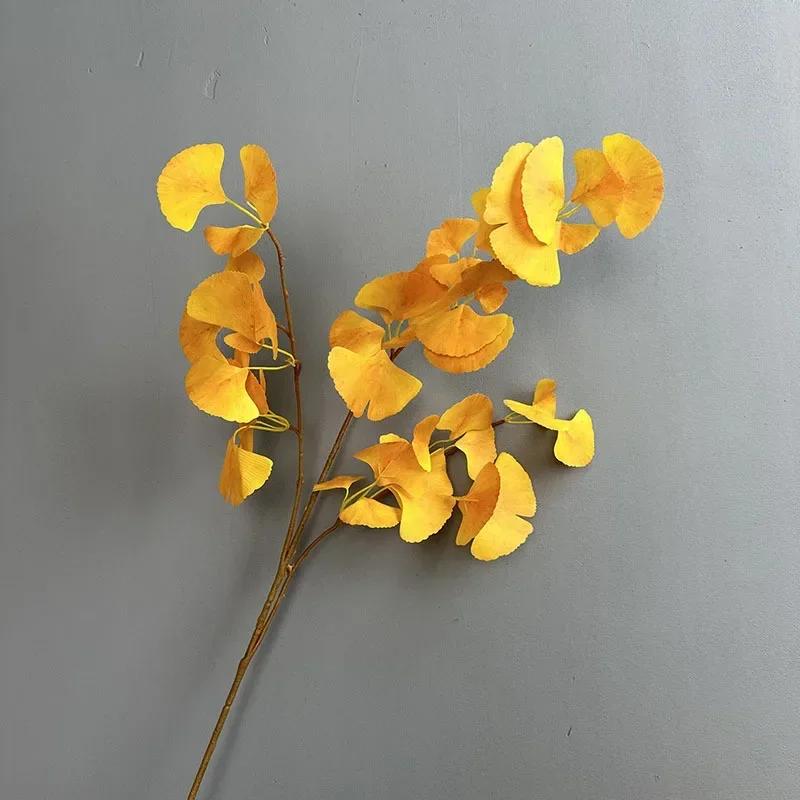 

95cm Artificial Ginkgo Leaves Green Plants Floral Restaurant Decoration Simulation Plant Yellow Orange 3 Forks Ginkgo Leaf 1pc оранжевый