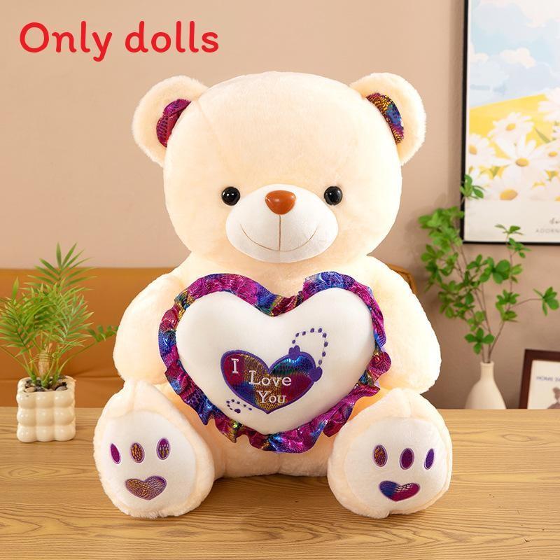 Plush Bear Gift For Valentines Day With Lighted Heart For Girls And Kids