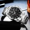 OPK Men's Quartz Watch, Stylish, Classic, Stainless Steel, Date Display, Waterproof, Luminous, Perfect for School or Office, Black