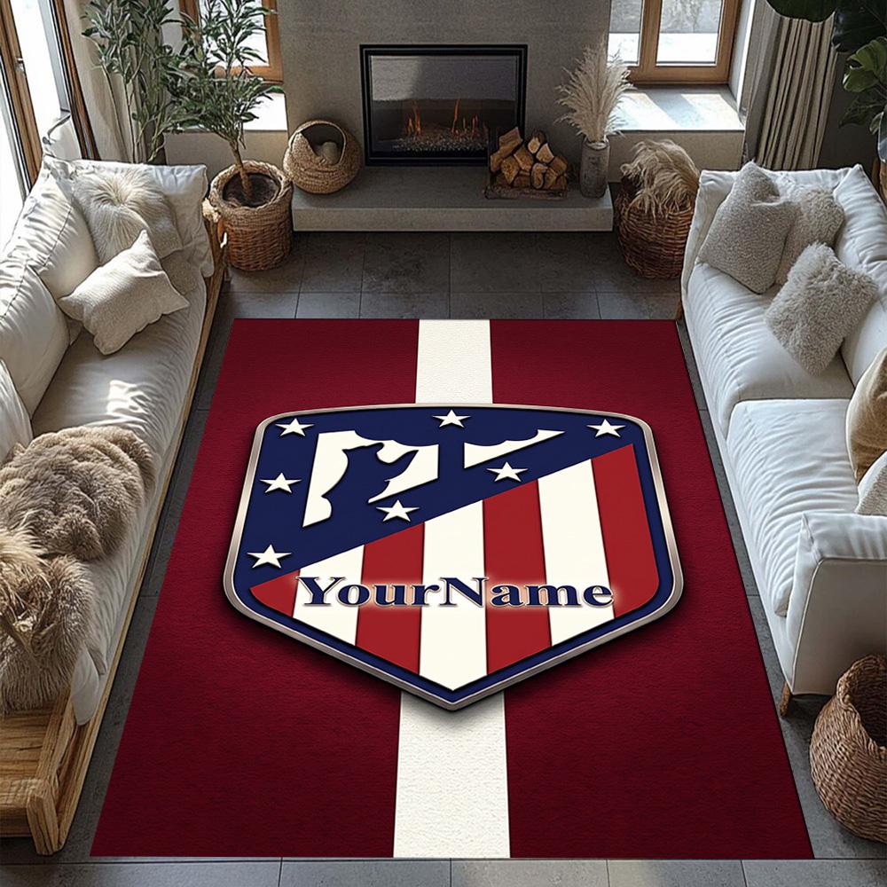 Atletico Madrid Customized Name Floor Rug Office Rug Design for Outdoor Decorate Room Playrooms Study Room Anti-slip Rug Decorate Offices