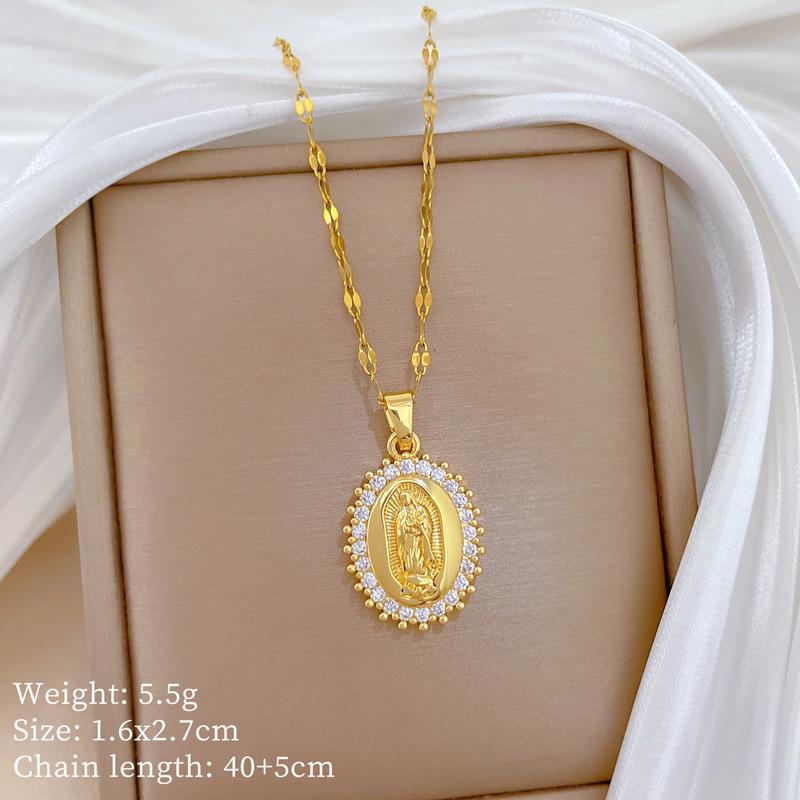 Court Style Flower Suit Light Luxury Temperament Gorgeous Full Diamond Necklace Female Versatile Collarbone Titanium Steel Chain