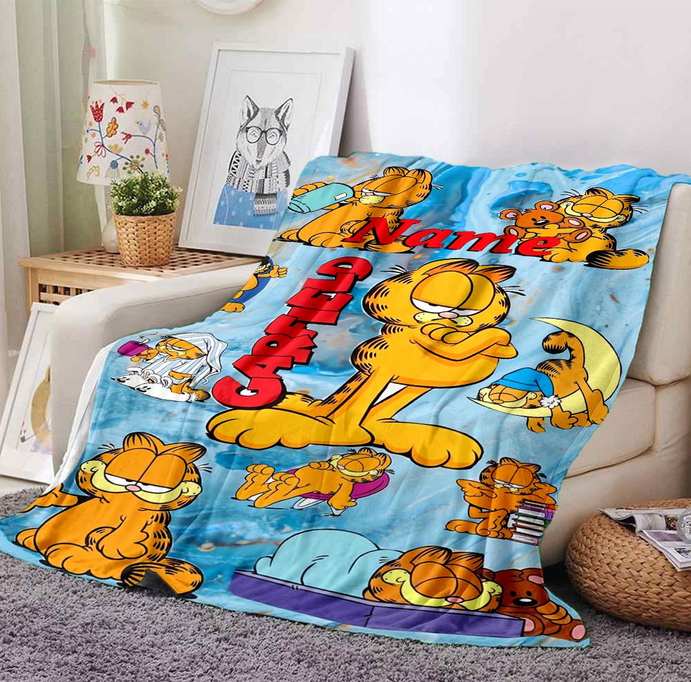 Custom Name Garfield Dreams Flannel Blanket Throw Blanket Soft Warm Sofa Bed Decor Unique Gift