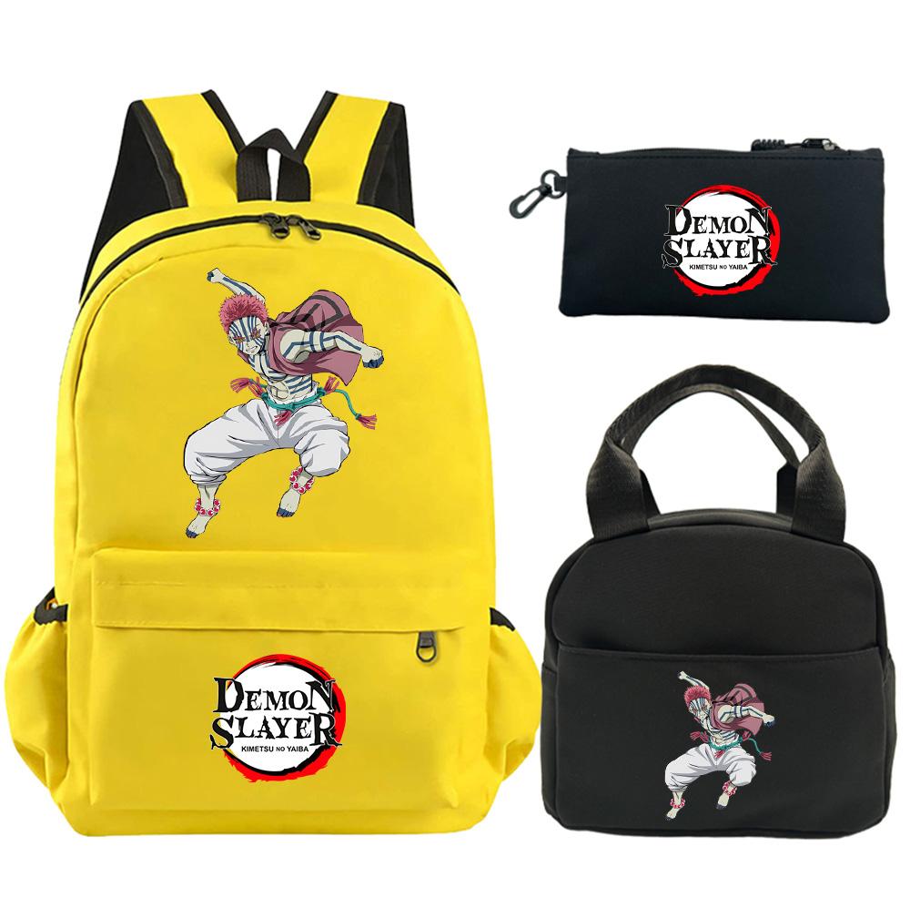 3Pcs/set Anime Demon Slayer Printed Backpack with Shoulder Bag Pencil Bag for Teenager Student Large Capacity Waterproof Schoolbag